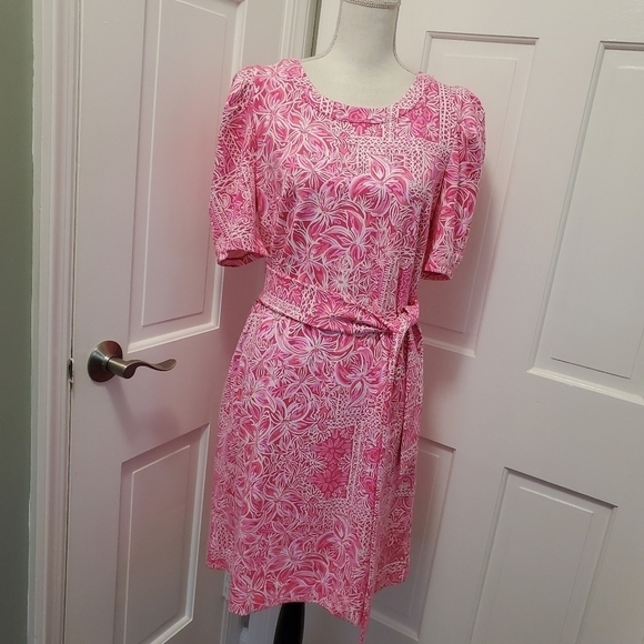 NWT Lilly Pulitzer Harriet "Pinata Pink New Blooms" Pattern Large Ret. $158 - Picture 2 of 13